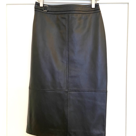Reiss Kai Black Leather Pencil Skirt - Picture 4 of 14